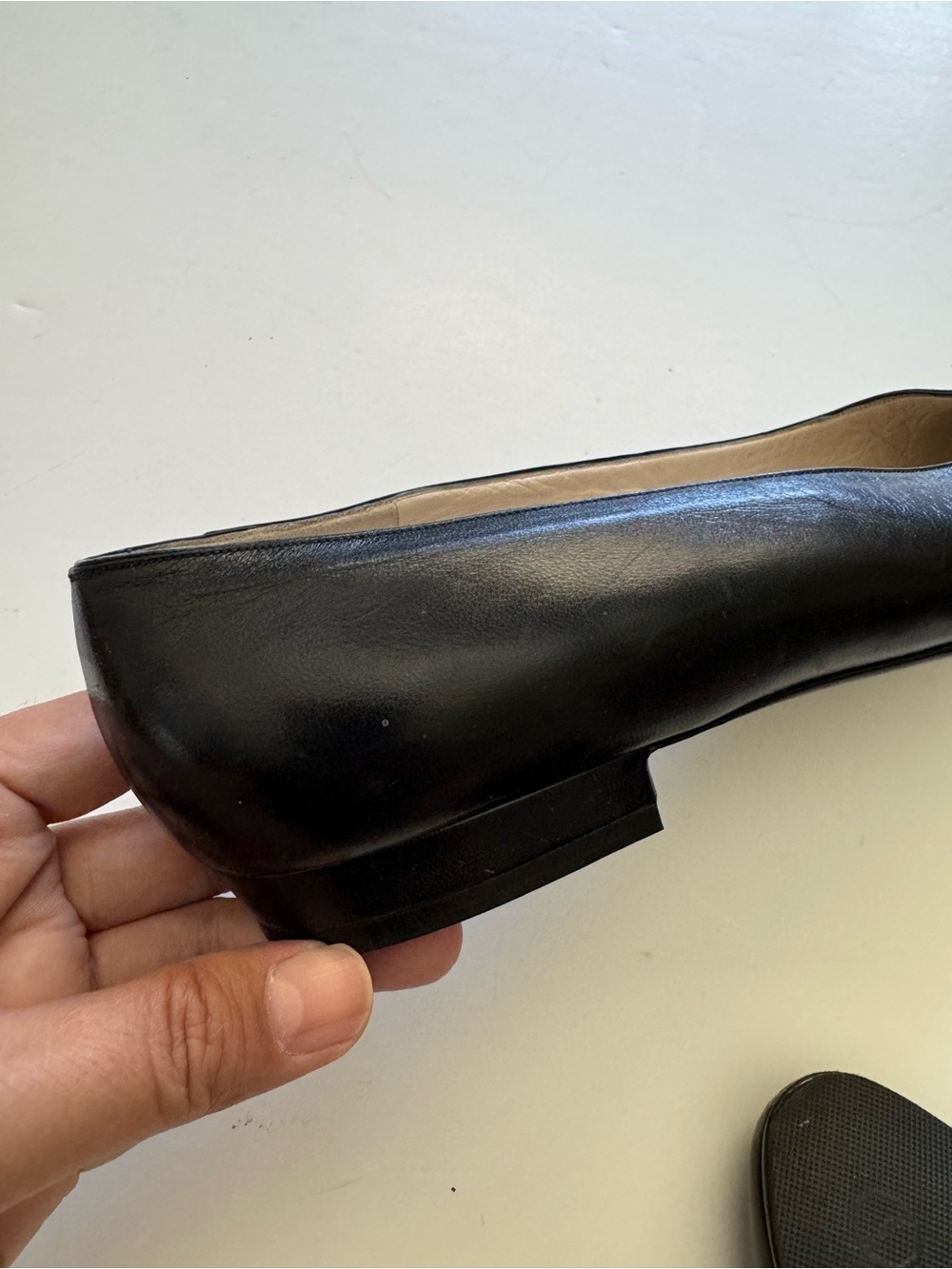 Vintage CHANEL Classic Black Leather Cap Toe Ballet Flats size 8.5 - Picture 12 of 15